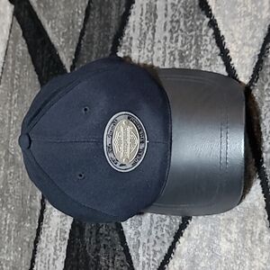 HARLEY DAVIDSON EMBROIDERED METAL BAR & SHIELD LEATHER LOGO HAT